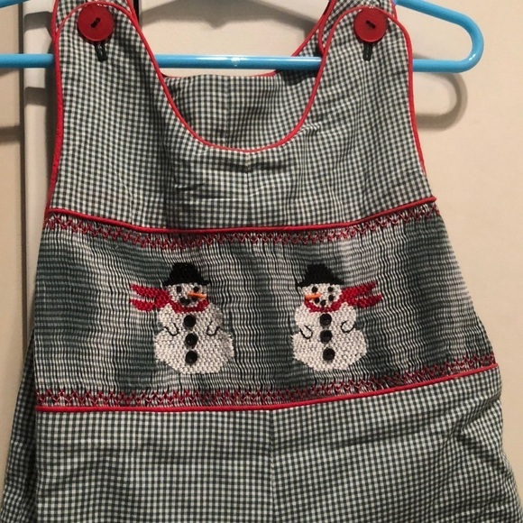 Smocked boys bodysuit with snowman - Picture 4 of 8